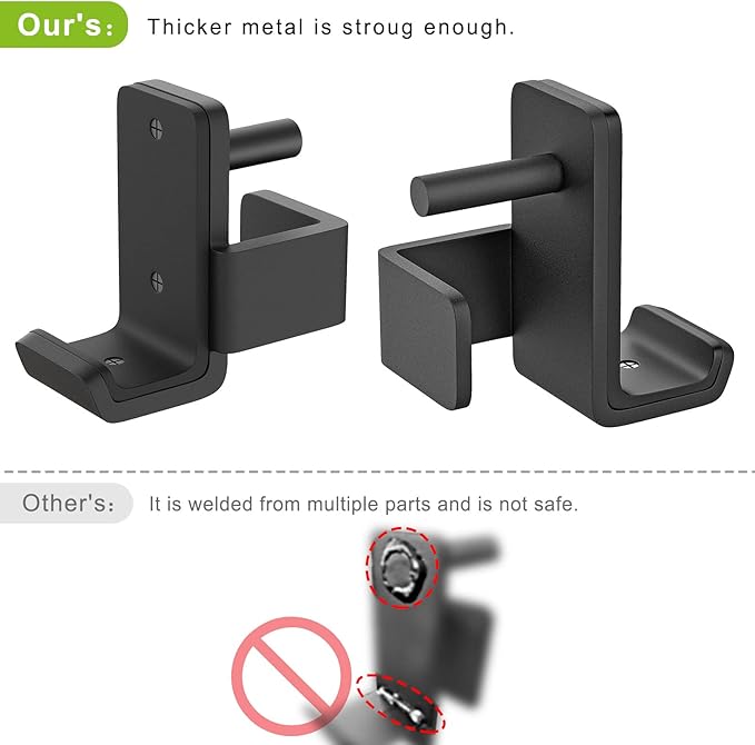 SELEWARE Solid Steel J Hooks for 2" x 2" or 3" x 3" Tube Power Cage with 1" or 5/8" Hole Squat Rack Attachment, J-Hook Barbell Holder for Power Rack, Set of 2
