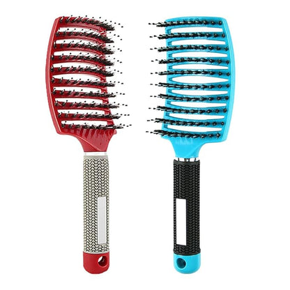 Magical Ultra Detangling Brush, For Wet Or Dry Detangler Hair Brush For Men, Women And Kids, Fast Drying Styling Massage Hairbrush (Red+Blue)