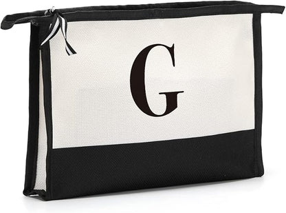 Monogrammed for Women Initial bridesmaid gifts, Personalized monogram Monogram Cosmetic Bag,Travel Makeup Bag Suitable for Wedding weekend Beach Gift for Women Teachers Friends.Pure letters G