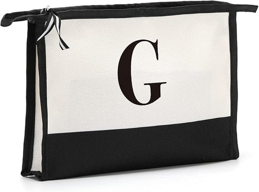 Monogrammed for Women Initial bridesmaid gifts, Personalized monogram Monogram Cosmetic Bag,Travel Makeup Bag Suitable for Wedding weekend Beach Gift for Women Teachers Friends.Pure letters G