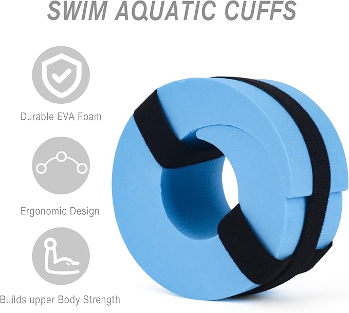 NEAGLORY 6 Pieces Aquatic Exercise Set Water Aerobics Set Pool Fitness Equipment Foam Water Dumbbell, Swim Aquatic Cuffs, Swimming Gloves for Exercise, Blue