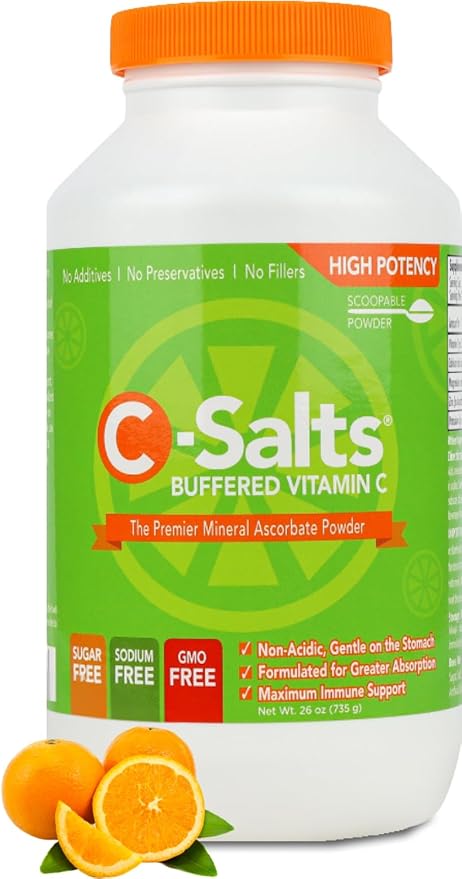 4000mg Vitamin C Powder Supplement - 100% Pure Buffered Powdered Drink with Ascorbate C - Potent Immune Support, Stomach-Friendly Absorption, Organic, Vegan, Sodium & Sugar-Free, Original 26oz