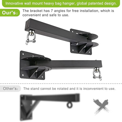 SELEWARE Wall Mount Heavy Bag Hanger Heavy Duty Punching Bag Hanger Adjustable Boxing Bag Bracket for Home Gym Indoor Outdoor Boxing, Muay Thai and MMA Training