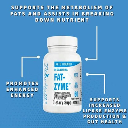 Dr. Colbert's Keto Zone Fat-Zyme - Ketogenic Digestive Enzymes - HIgh Lipase - Vegan & Vegetarian Enzyme - 30 Day Supply - Contains High Quantities of Enzymes That Break Down Veggies & Fats