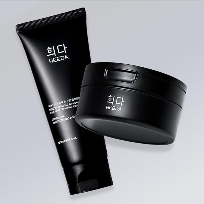 Charcoal Double Cleansing Duo, Hydrating & Purifying, Pore and Blackhead Deep Cleanse, Glass Skin Facial Skincare