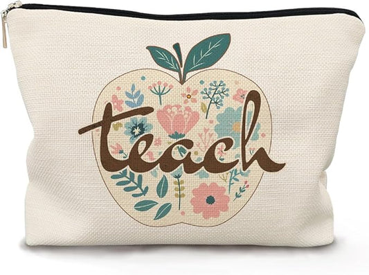 Teacher Makeup Bag - Cosmetic Bag for Women, Best Teacher Gifts for Christmas & Appreciation, Zipper Pouch