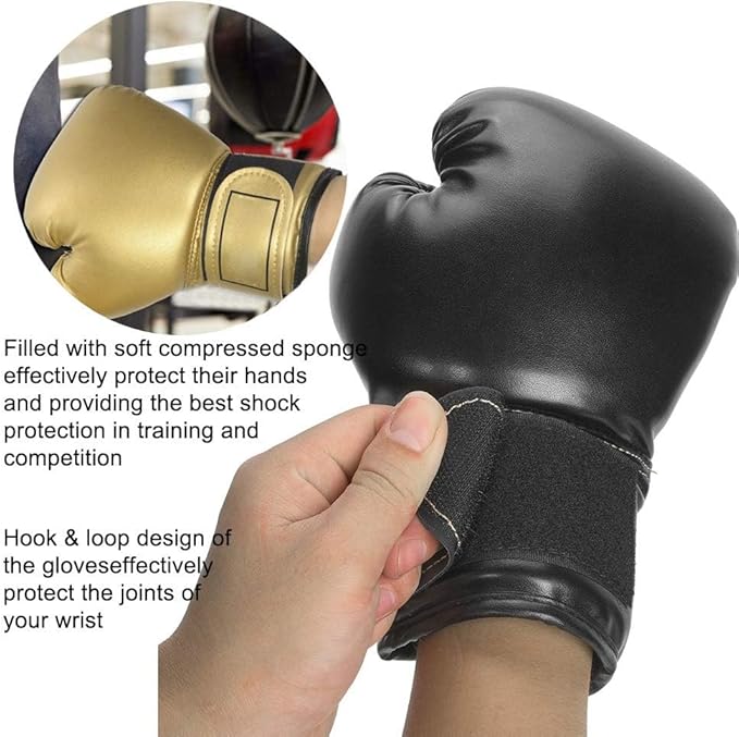 Boxing Gloves, PU Leather Taekwondo Gloves Professional Fighting Children Boxing Training Gloves Thickened Punching Sparring Training Mitts for Kids