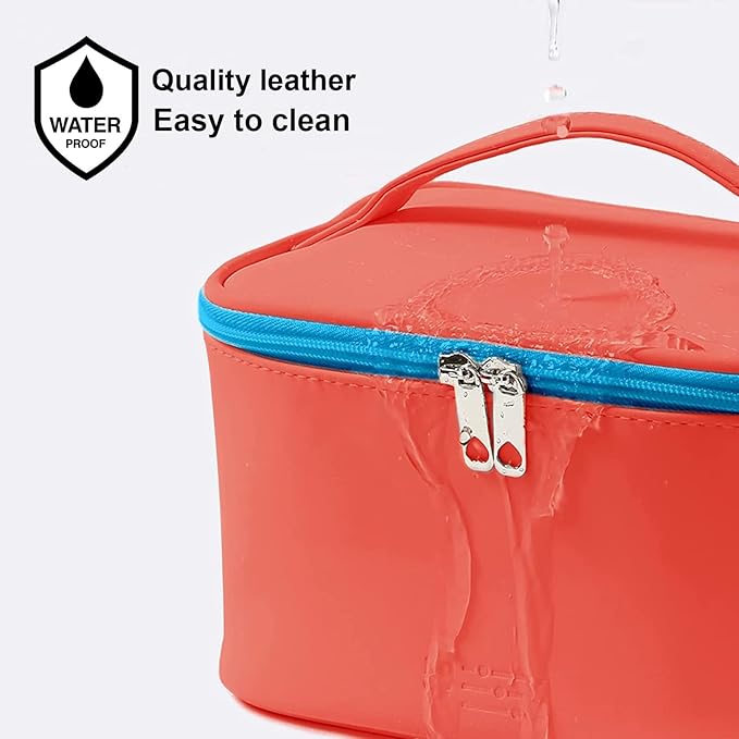 KITENROM Portable Makeup Bag Cosmetic Bags for Women Medium Pouch Case Purse Make Up Organization Waterproof (Red)