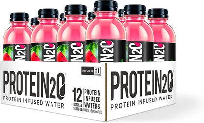 Protein2o 20g Whey Protein Isolate Infused Water Plus Electrolytes, Sugar Free Sports Drink, Ready To Drink, Gluten Free, Lactose Free, Strawberry Watermelon, 16.9 oz Bottle (12 Count)