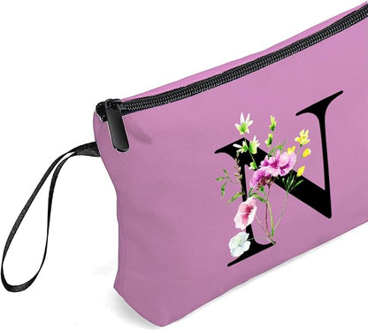 SEAMOON Appreciation Initial Monogram Gifts for Sisters from Sister Employees Team Bride Womens Unique Mom Personalized Makeup Cosmetic Bag with Mirror Mothers Day Christmas Graduation N