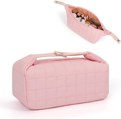 Makeup Bag Travel Cosmetic Bag for Women Girls, Zipper Make Up Pouch, Water-resistant Toiletry Bag, Portable Small Makeup Bag, Cosmetic Travel Tool Pouch, Pink