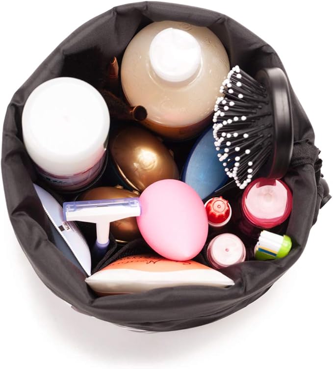 Jadyn Durable Cinch Top Makeup Organizer - Compact Travel Makeup Bag - 7 Interior Pockets for Cosmetics - Drawstring Toiletry Travel Bag for Women - 6L Storage Capacity - (Blooming Daisy)