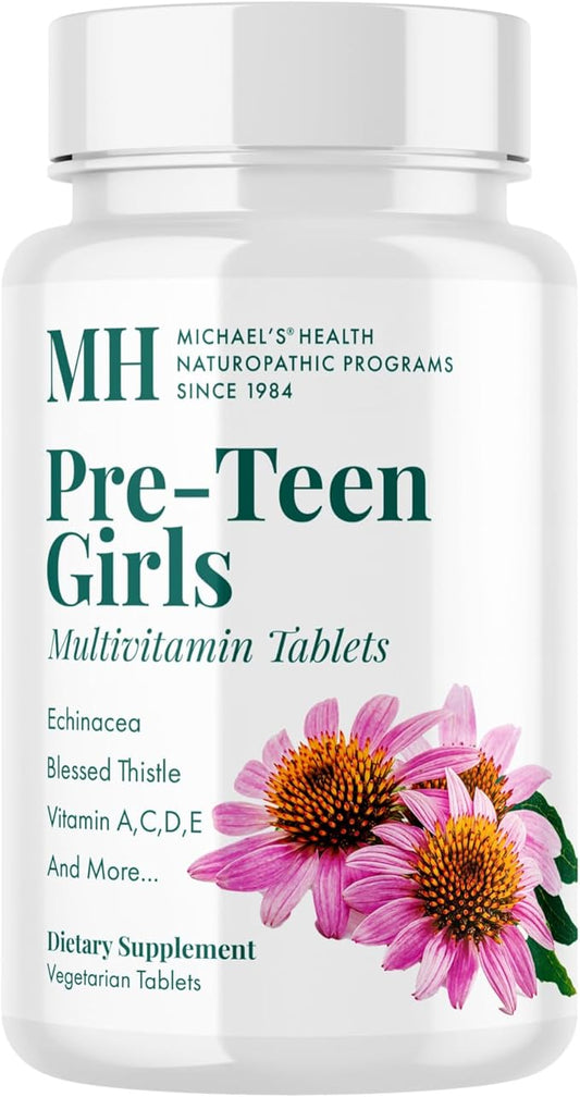 MICHAEL'S Health Naturopathic Programs Pre-Teen Girls - 60 Vegetarian Tablets - Daily Multivitamin for Healthy Growth & Development - Kosher - 30 Servings