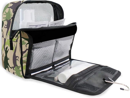 senya Hanging Travel Toiletry Bag Kit Boys Makeup Case Cosmetics Organizer for Men Women (Dinosaur Camouflage)
