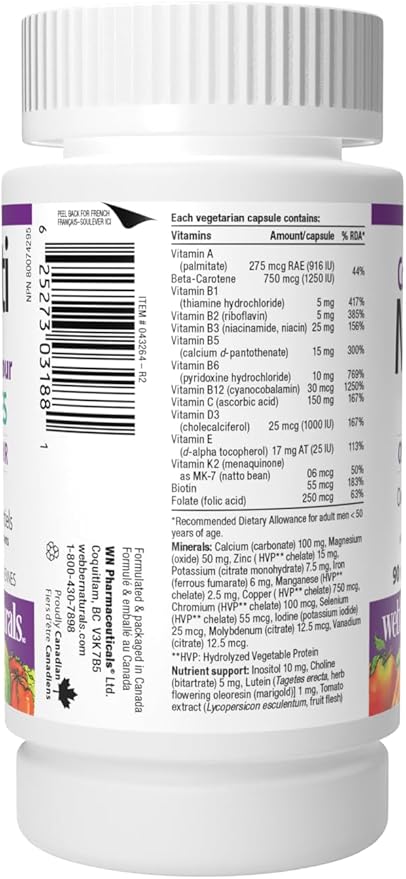 Webber Naturals Men's Most Complete Multi, 90 Vegetarian Capsules