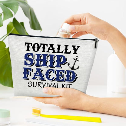 Funny Cruise Makeup Gift Bag, Toiletry Survival Kit Travel Cosmetic Bags With Zipper Travel Organizer For Women Girl Mom Sister Friend, Cruise Lover Summer Vacation Gifts