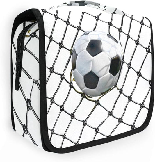 senya Hanging Travel Toiletry Bag Kit Boys Makeup Case Cosmetics Organizer for Men Women (Football)