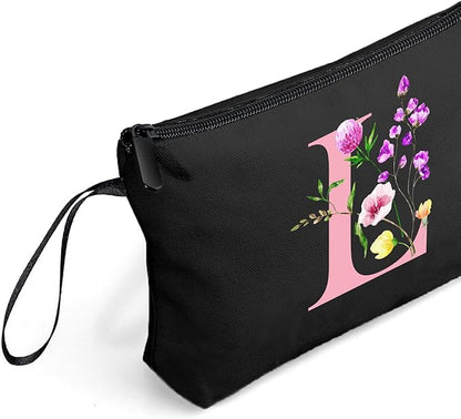 SEAMOON Women Birthday Unique Initial Funny Gifts for Teenage Girl Sister Friends Bridesmaid Personalized Travel Make up Cosmetic Bag with Mirror Valentines Mothers Day Christmas Graduation L