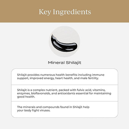 CYMBIOTIKA Pure Himalayan Shilajit Resin with Elemental Gold, Fulvic Acid, 84+ Trace Minerals, Digestive & Immune Supplement to Support Focus & Energy, Overall Health, High Potency, Vegan, 15g Jar