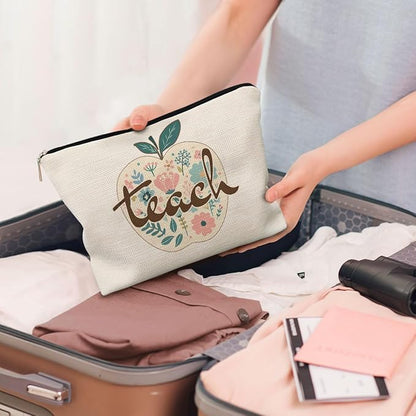 Teacher Makeup Bag - Cosmetic Bag for Women, Best Teacher Gifts for Christmas & Appreciation, Zipper Pouch