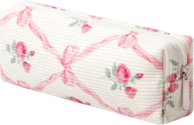 Cosmetic Bag for Women Corduroy Makeup Bag Travel Make Up Organizer Tool Pouch Small Bag for Purse, Zipper Portable Storage Pouch Toiletry Bag for Women (Diamond pink)