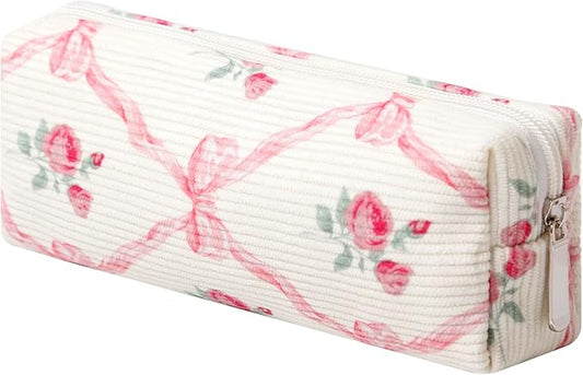 Cosmetic Bag for Women Corduroy Makeup Bag Travel Make Up Organizer Tool Pouch Small Bag for Purse, Zipper Portable Storage Pouch Toiletry Bag for Women (Diamond pink)
