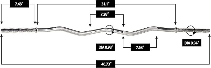 Signature Fitness Standard Olympic Super Curl Barbell Curl 48 inch
