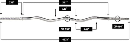 Signature Fitness Standard Olympic Super Curl Barbell Curl 48 inch