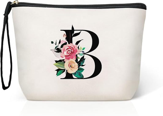 TOPEAST Personalized Gifts for Women - Initial Cute Monogrammed Cosmetic Bags Toiletry Pouch Gifts for Women Her Birthday Friend Friendship Mom Teacher Grandma (Letter B)