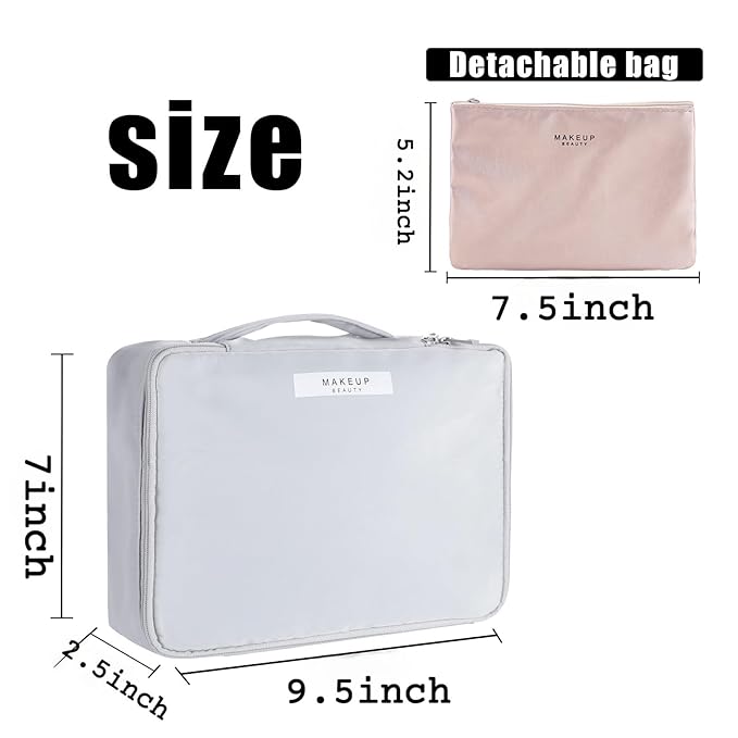 Travel Makeup Bag Cosmetic Bag Makeup Bag Toiletry bag for women and men (Light grey)
