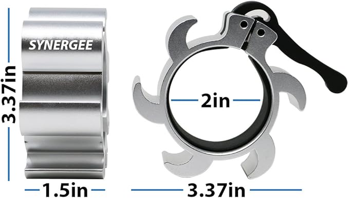Synergee Silver Aluminium Barbell Collars – Locking 2"