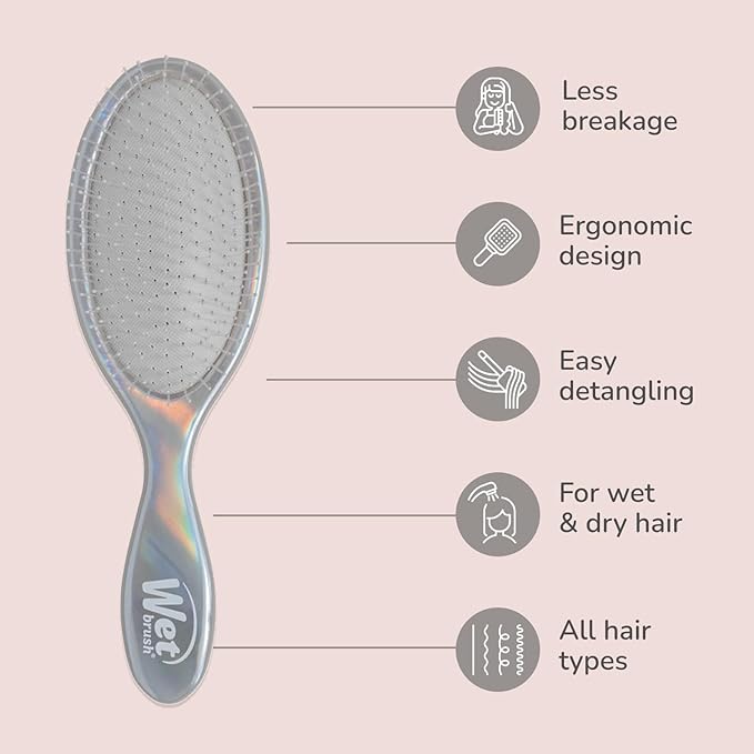 Wet Brush Original Detangler, Chrome (Iridescence Icon), Ultra-Soft IntelliFlex Bristles Glide Through Tangles, Detagnling Hair Brush, All Hair Types (Wet & Dry), Women & Men, Limited Edition