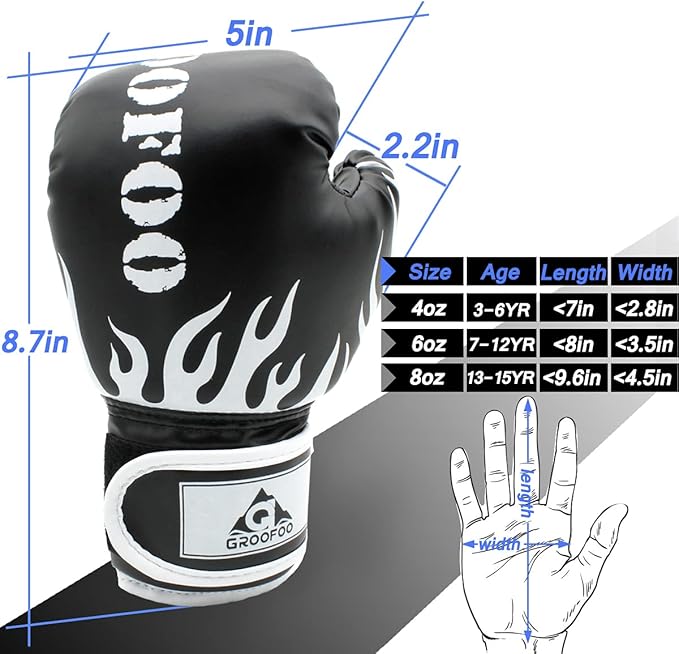 Kids Boxing Gloves 4oz 6oz 8oz Punching Gloves for Kids Youth Traning Gloves for Punching Bag Kickboxing Sparring Muay Thai MMA Fight Gloves