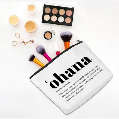 Ohana Definition Inspirational Makeup Bag Hawaii Cosmetic Bag Hawaiian Gifts Hawaiian souvenirs Thank You Gifts for Women Female Grandma Mom Sister Friend Wife Travel Toiletry Bag Christmas Birthday