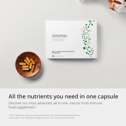 Xtend Plus Multi Immune Food Supplement with Essential Vitamins, Mineral & Vitamin C for Immune Support | No Synthetic | Increased Energy & Focus | Perfect for Men & Women (60 Capsules)