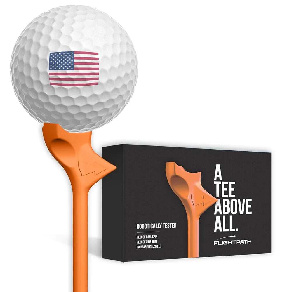 FLIGHTPATH Premium Golf Tees - 3.25" Durable Plastic Golf Tees Designed to Enhance Golf Shot Distance & Precision - Robotically Tested to Reduce Ball Spin - USGA Approved Golf Equipment