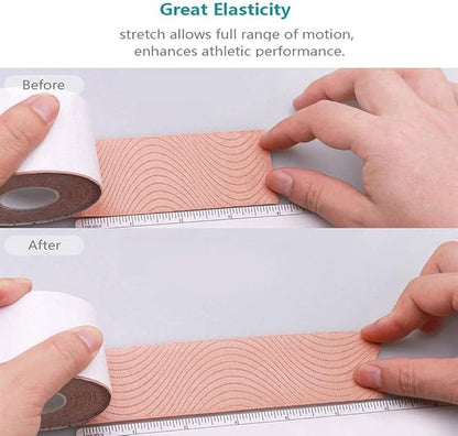 OBTANIM 6 Rolls Waterproof Breathable Kinesiology Tape, Athletic Elastic Kneepad Muscle Pain Relief Knee Taping for Gym Fitness Running Tennis Swimming (6 Colors)