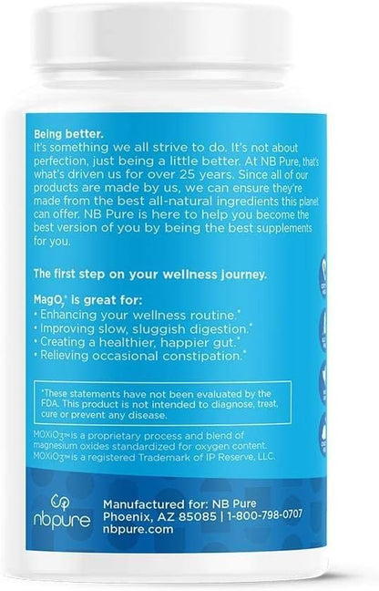 nbpure MagO7 - Natural Colon Cleanse & Detox - Occasional Constipation Relief, Stool Softening, & Bloating Support for Men & Women - Ozonated Magnesium Oxide, 30 Capsules