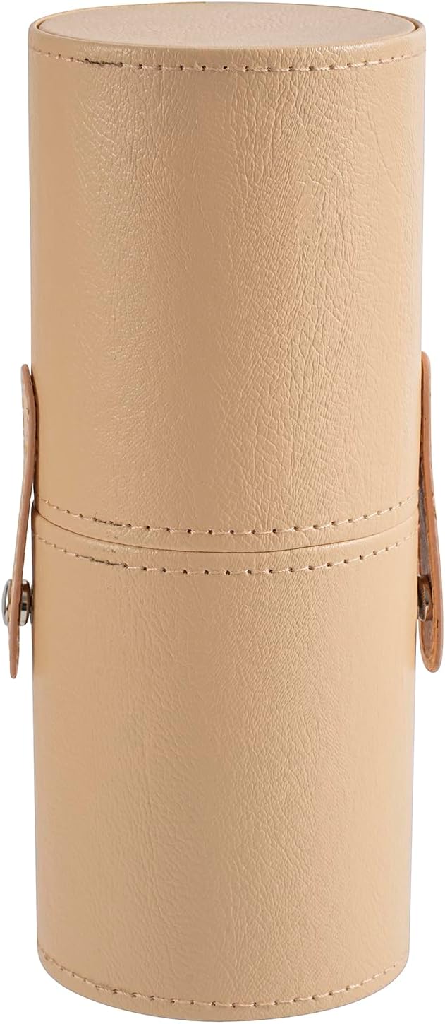 Portable Makeup Brush Holder, Waterproof PU Leather Travel Makeup Brush Case Bag Cup, Brush Storage Dustproof Bag (04Beige)