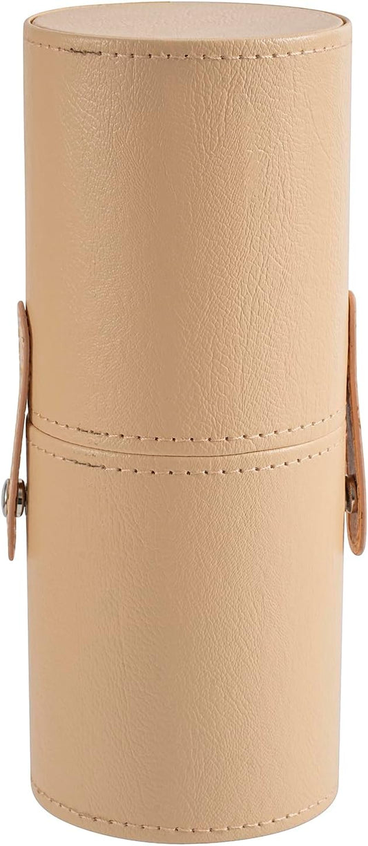 Portable Makeup Brush Holder, Waterproof PU Leather Travel Makeup Brush Case Bag Cup, Brush Storage Dustproof Bag (04Beige)