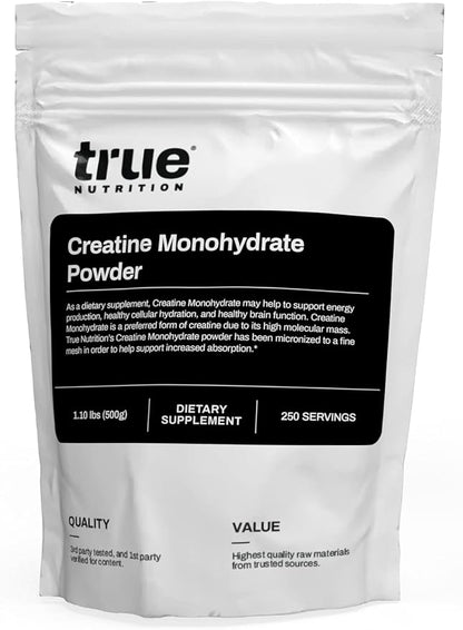 True Nutrition - Creatine Monohydrate Powder - Micronized Creatine Powder - Promotes Lean Muscle Growth, Muscular Strength, and Workout Intensity - Pre Workout and Post Workout Supplement (500 g)