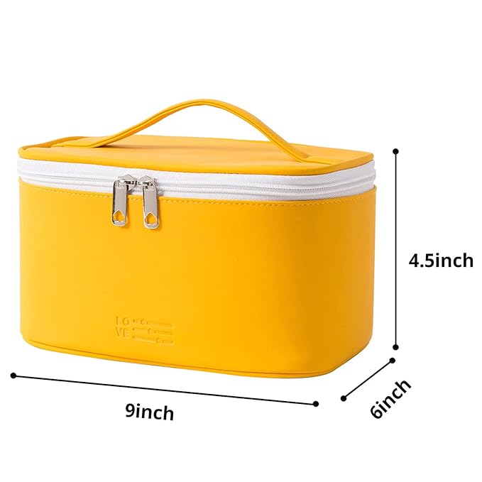 KITENROM Portable Makeup Bag Cosmetic Bags for Women Medium Pouch Case Purse Make Up Organization Waterproof(Yellow)
