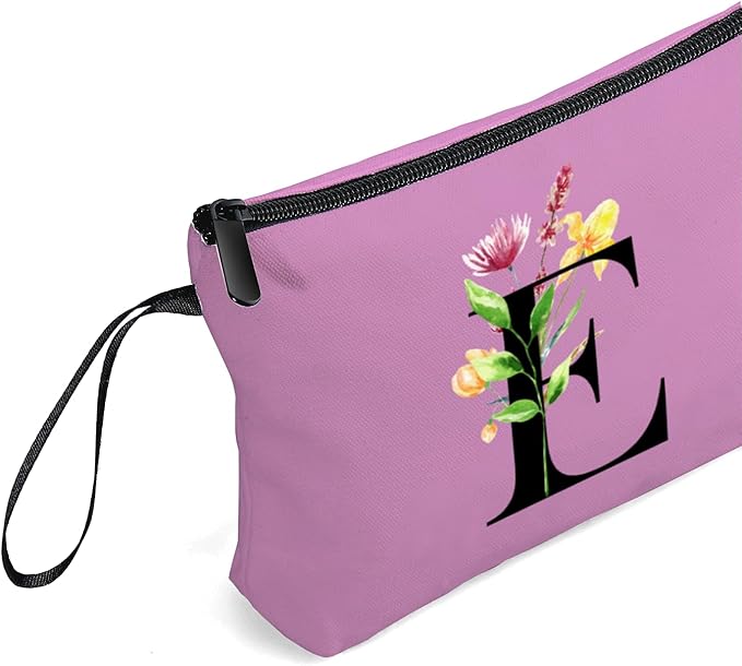 SEAMOON Women Birthday Unique Bride to be Bridal Shower Initial Gifts for Mom Sister Friend Her Teacher Aunt Makeup Cosmetic Bag with Mirror Mothers Day Christmas Graduation E