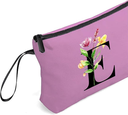 SEAMOON Women Birthday Unique Bride to be Bridal Shower Initial Gifts for Mom Sister Friend Her Teacher Aunt Makeup Cosmetic Bag with Mirror Mothers Day Christmas Graduation E