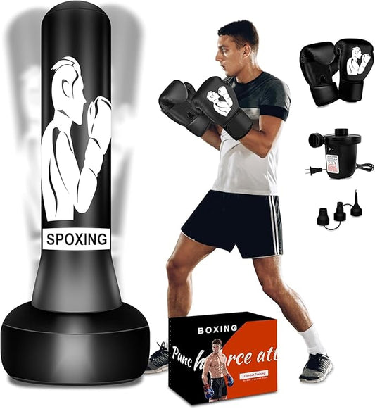Standing Punching Bag for Adults, 70" Punching Bag Stand, Boxing Heavy Bag with Stand, Freestanding Punching Bag for Adults Men MMA Thai Fitness Karate Muay Beginners