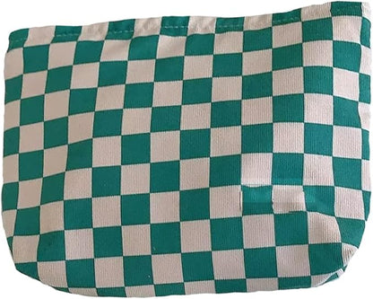 Cosmetic Bags for Women Makeup Bag Large Capacity Purse Travel Toiletry Zipper Storage Pouch Make up Brushes Organizer for Gifts (Chessboard, Green)