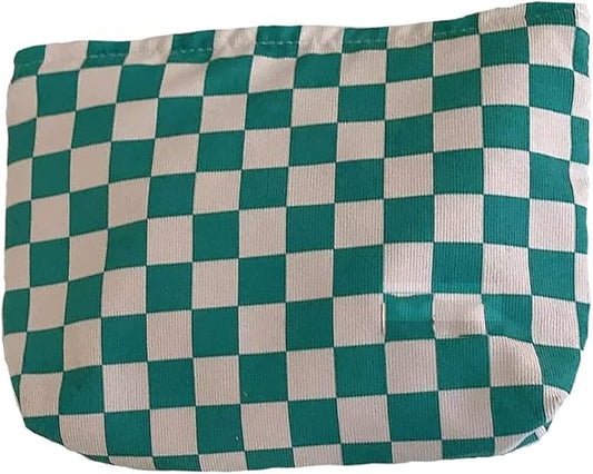 Cosmetic Bags for Women Makeup Bag Large Capacity Purse Travel Toiletry Zipper Storage Pouch Make up Brushes Organizer for Gifts (Chessboard, Green)