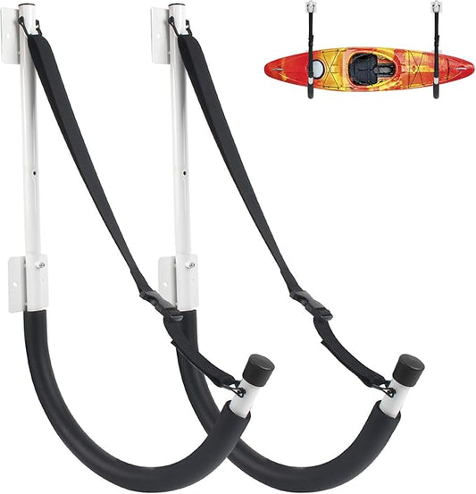 Kayak Storage,Kayak Wall Mount,Heavy Duty Steel Kayak Storage Rack Holds Up to 100 LBS with EVA Protector for Hanging Bicycle Surfboard Snowboard(6 Color,2 Style)