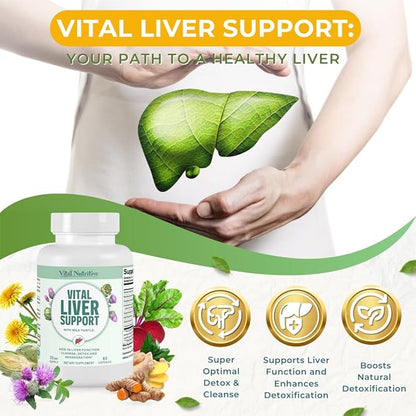 Vital Liver Support - Premium Liver Cleanse Detox & Repair Formula with Milk Thistle Supports Liver Health and Detox Cleanse