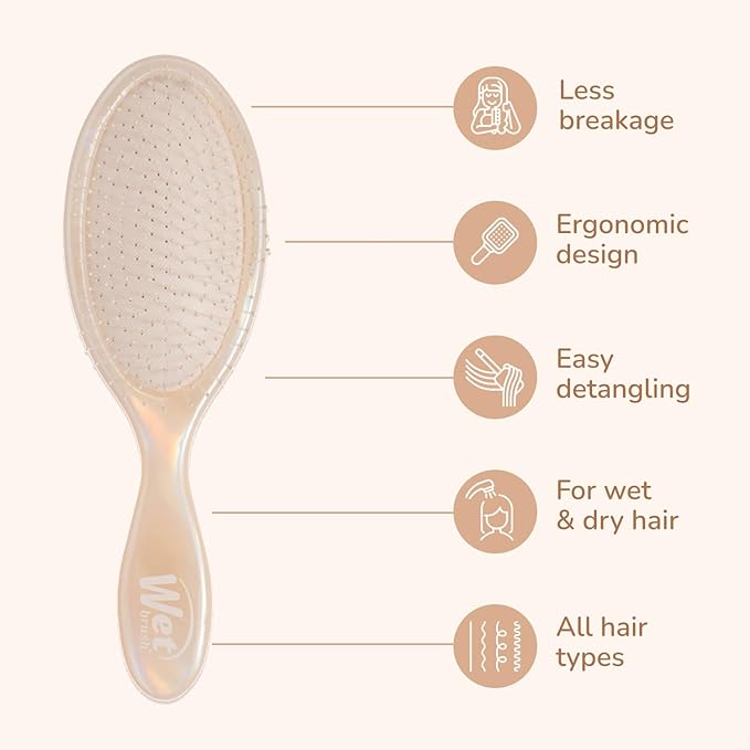 Wet Brush Original Detangler Hair Brush, Cream (Iridescence Icon), Ultra-Soft IntelliFlex Bristles, Detangling Bristles Glide Through Tangles, All Hair Types (Wet & Dry), Women & Men, Limited Edition